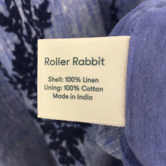 Anthropologie Roller Rabbit Mini Dress Embroidered Linen Blue Sleeveless Size XS - Picture 11 of 16